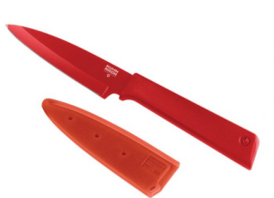 Above: One of Kuhn Rikon’s colourful Colori paring knives.