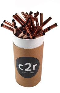 Above: Rose gold coloured steel straws by c2r.