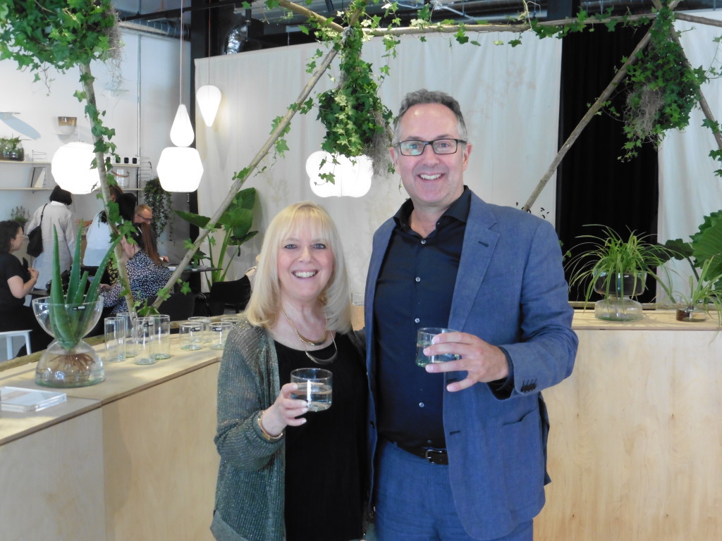 Above: LSA’s managing director Richard Smedley and HousewaresNews’ Sue Marks with Canopy glassware at The Greenhouse in Coal’s Drop Yard.