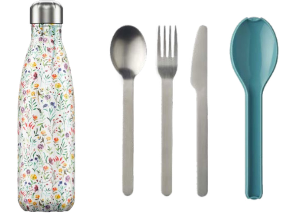 Above: Consumers are buying multiple water bottles and taking reusable cutlery out and about. Images from John Lewis & Partners’s retail report: ‘How we shop, live and look.’