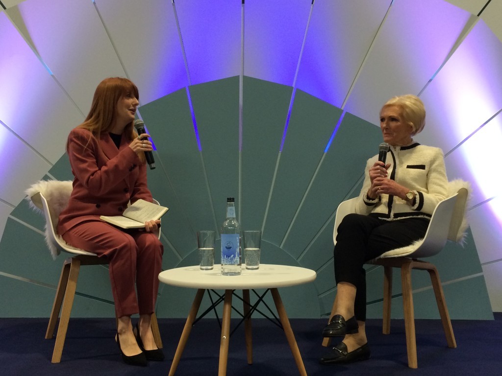 Above: Mary Berry, in conversation with the Times’ Ashley Armstrong at Spring Fair.