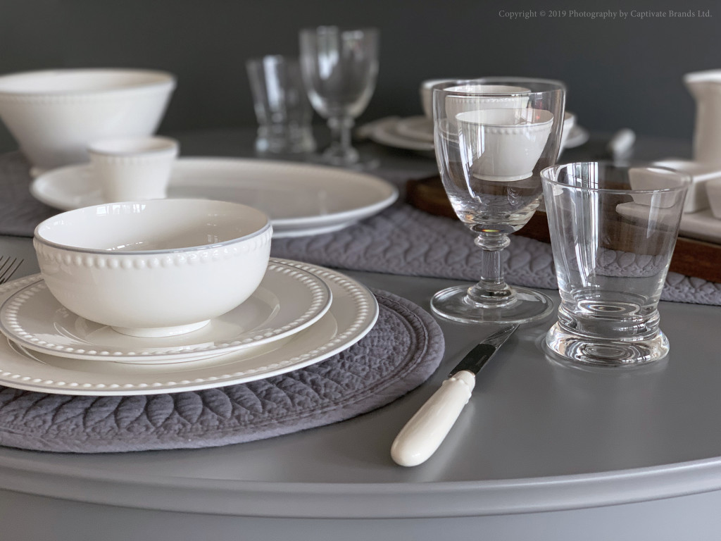 Above: Mary opted for texture rather than pattern for her Signature tableware.