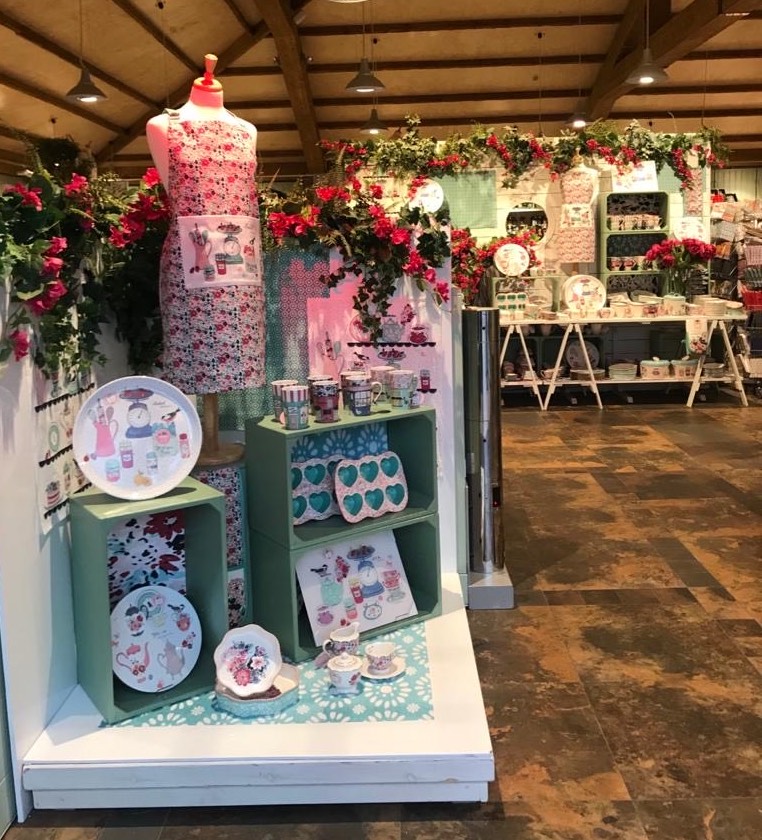 Above:  Attention grabbing: part of the Ashley Thomas display as customers come into the Cookshop at Barton Grange Garden Centre in Lancashire.