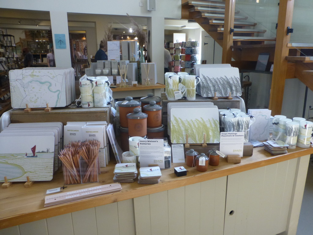 Above: A display of Snape Maltings’ own home and gift collection, which include bespoke products by local pottery company Henry Watson Potteries, the home of the original Suffolk terracotta.