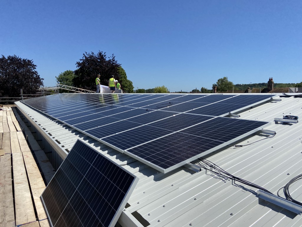 Above: Solar panel installation at Harts of Stur in Sturminster Newton.