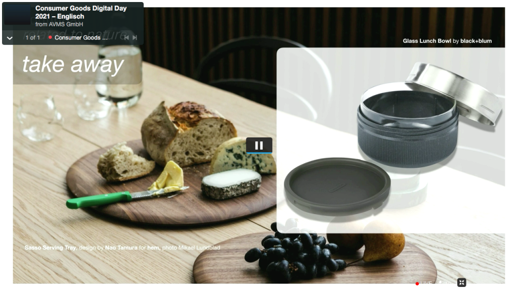 Above: Featured in the Ambiente Trends presentation, Black + Blum’s Glass Lunch Bowl i(on the right) s on trend for picnics and food ‘on the go.’
