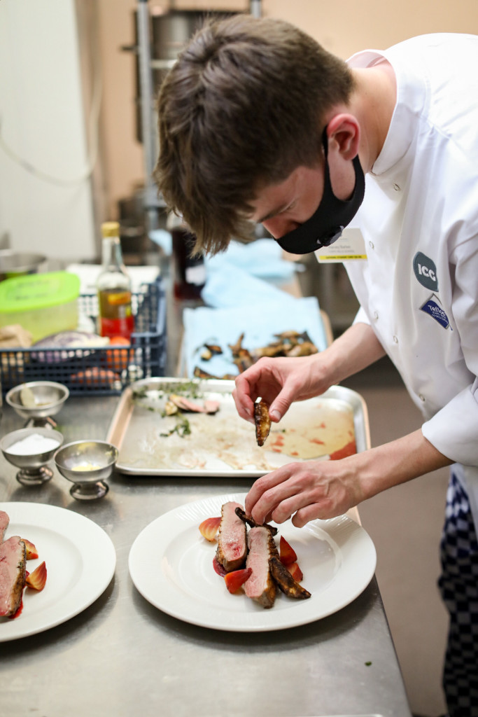 Above: The winning dish by Harvey Barker Aspiring Student Chef (16-18 years) comprisedDuck Breast, Breetroot Purée, Roast Jerusalem Artichokes and Pickled Red Cabbage.