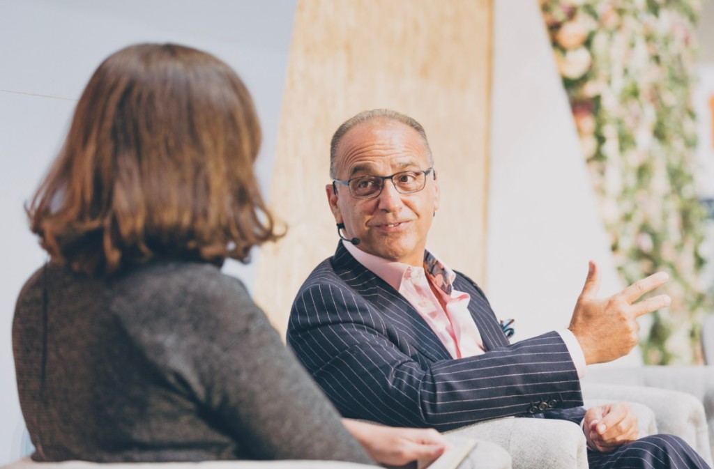 Above: Theo Paphitis in conversation at Autumn Fair 2019 with Grace Bowden, head of contents at Retail Week.