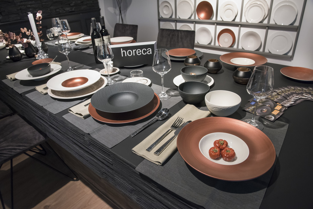 Above: HoReCa sign on a tableware stand at Ambiente.