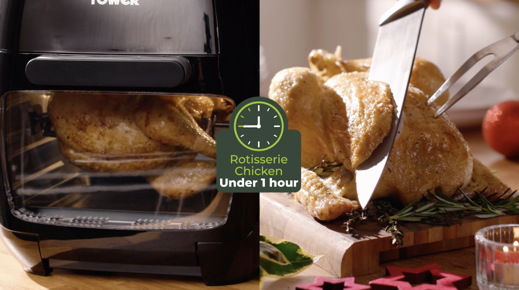 Above: The new advertisement shows how to achieve a healthier roast dinner in less time.