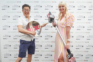 Celebrities at the show included TV chef Jeremy Pang who is shown with This Morning’s ‘Queen of Clean’ Lynsey Crombie.