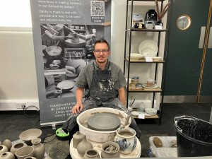  Denby’s master potter Sean Flint is shown demonstrating his craft at the show yesterday.